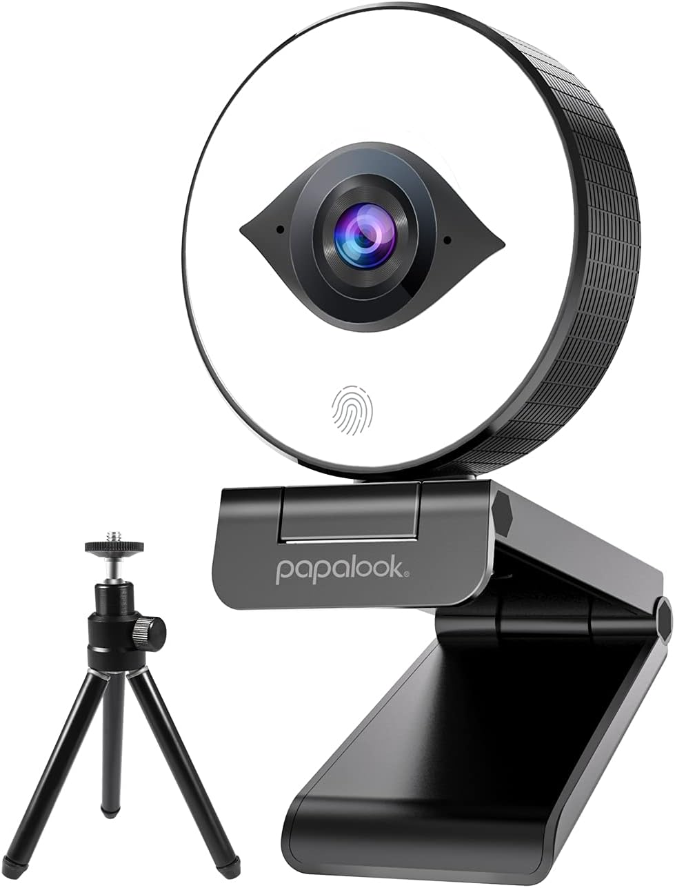1080P Webcam with Ring Light and Tripod, Stereo Microphone W7791