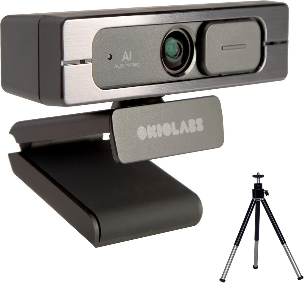 4K Ultra HD Webcam with AI Auto Framing, Wide 125-degree View, Dual Mics & Built-in Privacy Cover, with Tripod J749177