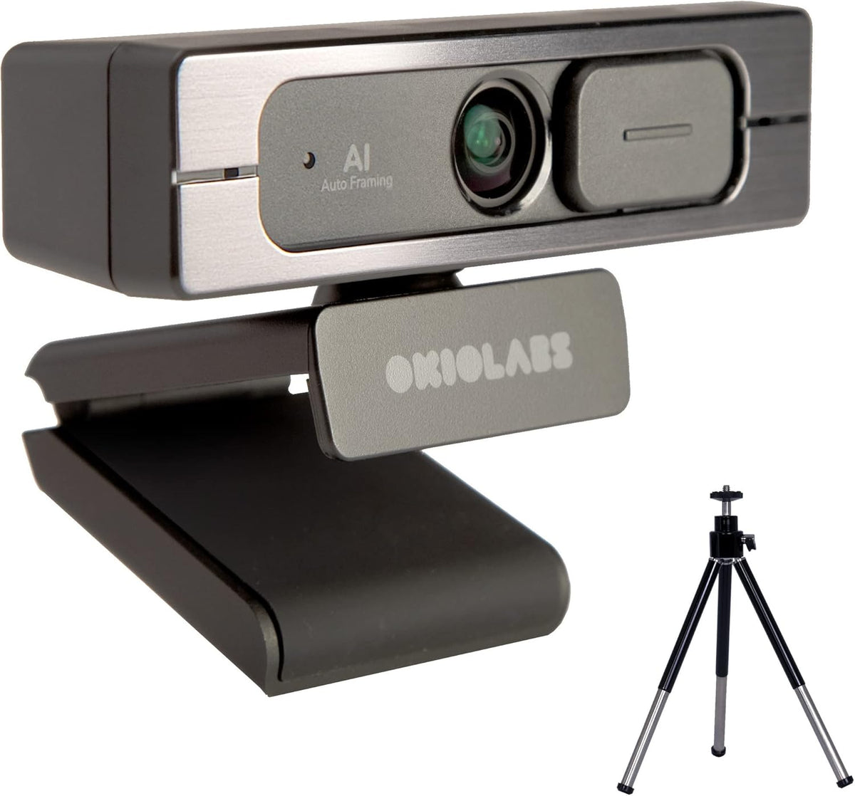 4K Ultra HD Webcam with AI Auto Framing, Wide 125-degree View, Dual Mics & Built-in Privacy Cover, with Tripod J749177