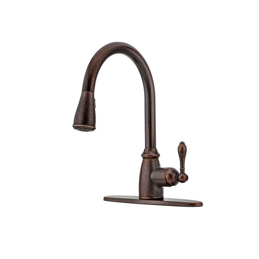 Rustic Bronze Single-Handle Pull-Down Sprayer Kitchen Faucet T7358