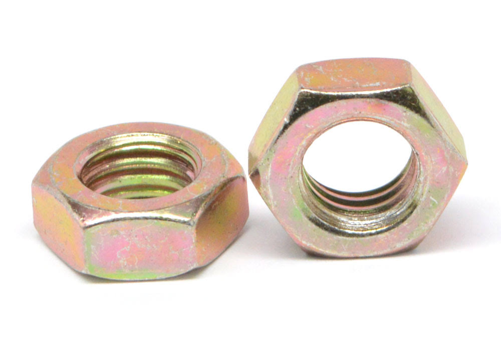1/4-28 x 7/16 x 3/16 Fine Thread Hex Machine Screw Nut Low Carbon Steel Yellow Zinc Plated C25059