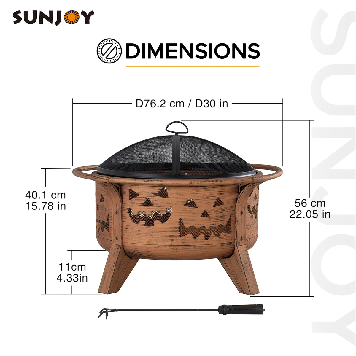 30 in. Outdoor Wood-Burning Steel Fire Pit with Spark Screen and Poker Q736