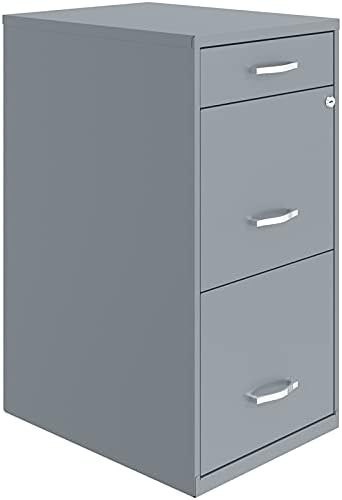 18in Deep 3 Drawer Metal File Cabinet Pearl White J23214