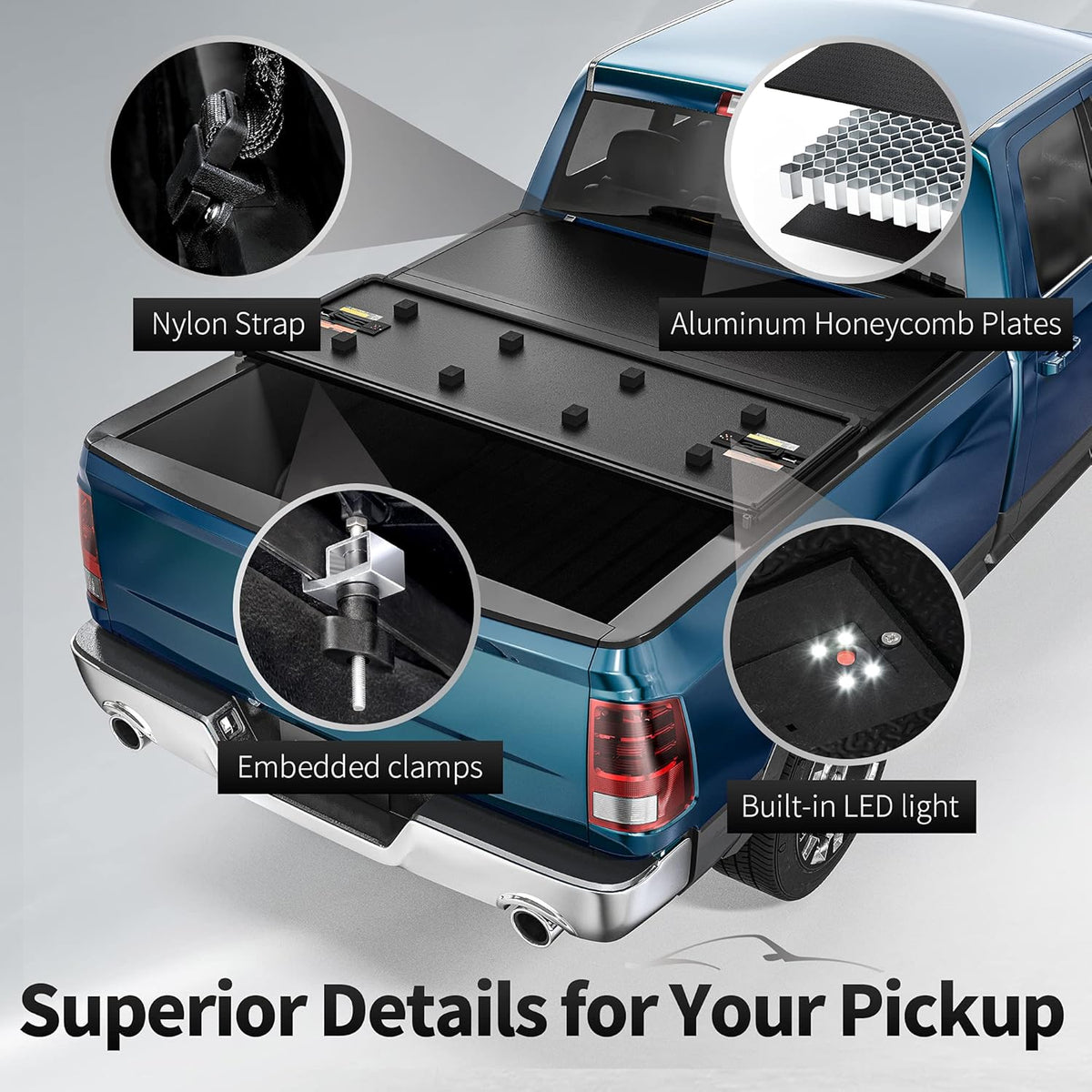 Hard Tri-fold Truck Bed Tonneau Cover for 6.4 ft Bed O353350