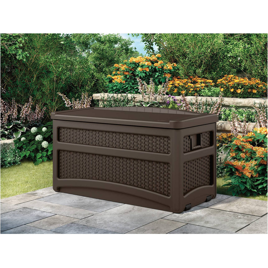 Brown 73gal Resin Deck Box with Seat I9193
