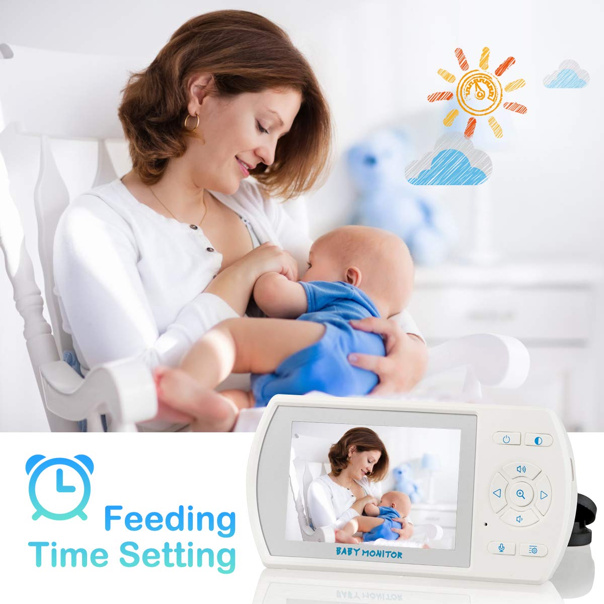 3.5'' LCD Video Baby Monitor, 2-Way Audio, Infrared Night Vision, Pack of 2 T720364