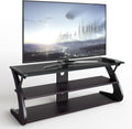Dark Brown 3-Tier TV Stand with Glass Top S962