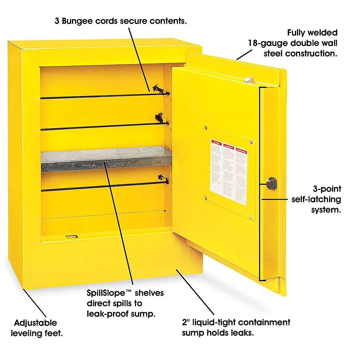Yellow Mini Flammable Storage Cabinet with Manual Doors K12331