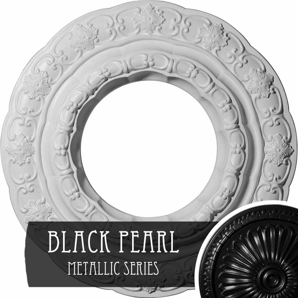 15 3/8x22OD x 7x22ID x 1x22P Hand-Painted Black Ceiling Medallion D154774
