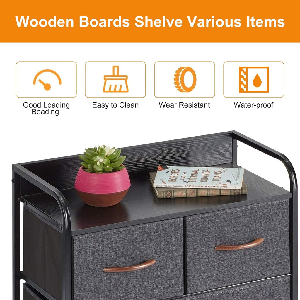 Grey 9 Drawer Dresser with Steel Frame and Wooden Top I26131