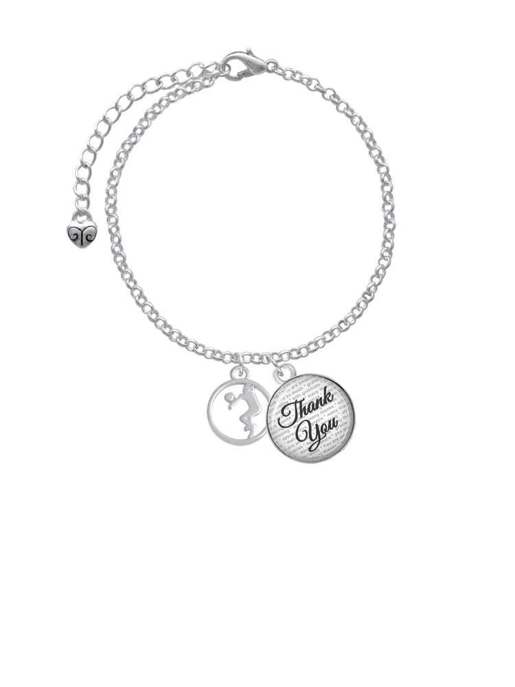 Volleyball Player Silhouette Charm Bracelet, 6"+2" F421