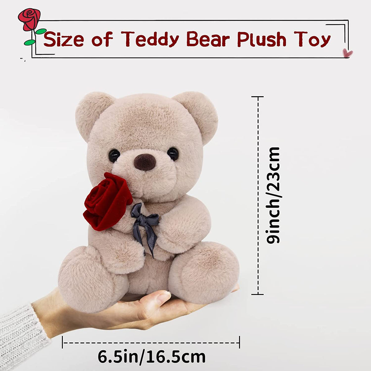 10 Inch Teddy Bear Plush Stuffed Animal with Rose Y33992