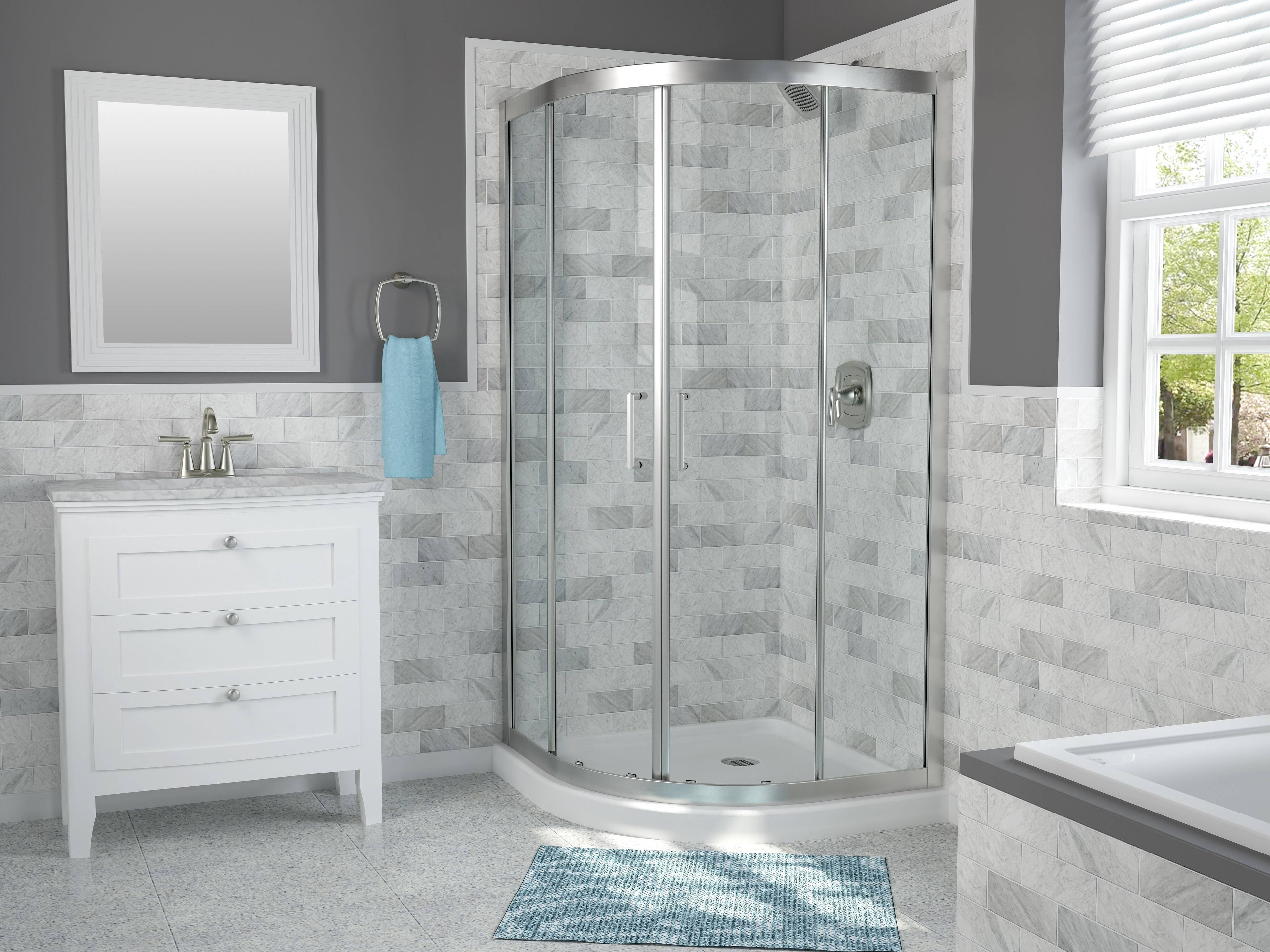 Framed Curved Chrome Shower Door Q2443