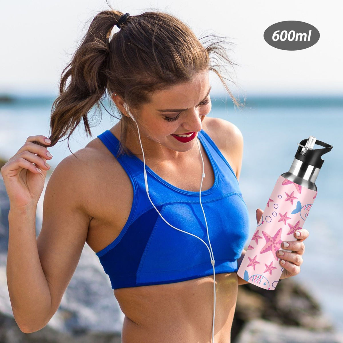 Stainless Steel Insulated Thermos Vacuum Flask Water Bottle with Straw Lid I94058