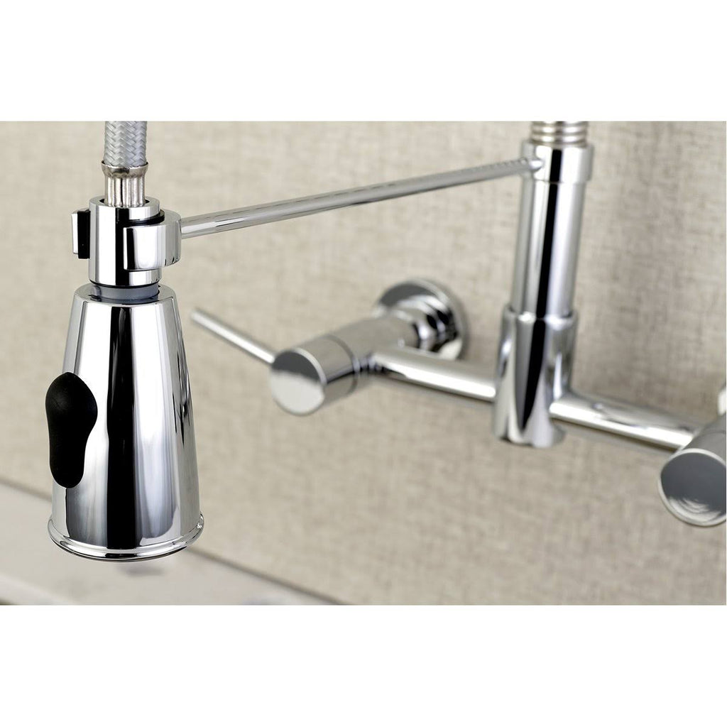 Polished Chrome 2-Handle Wall Mount Pull-Down Kitchen Faucet X792117