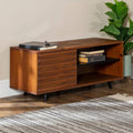 Solid Wood Slat Door Storage Bench, Walnut, 18 in. H x 16 in. D W376422