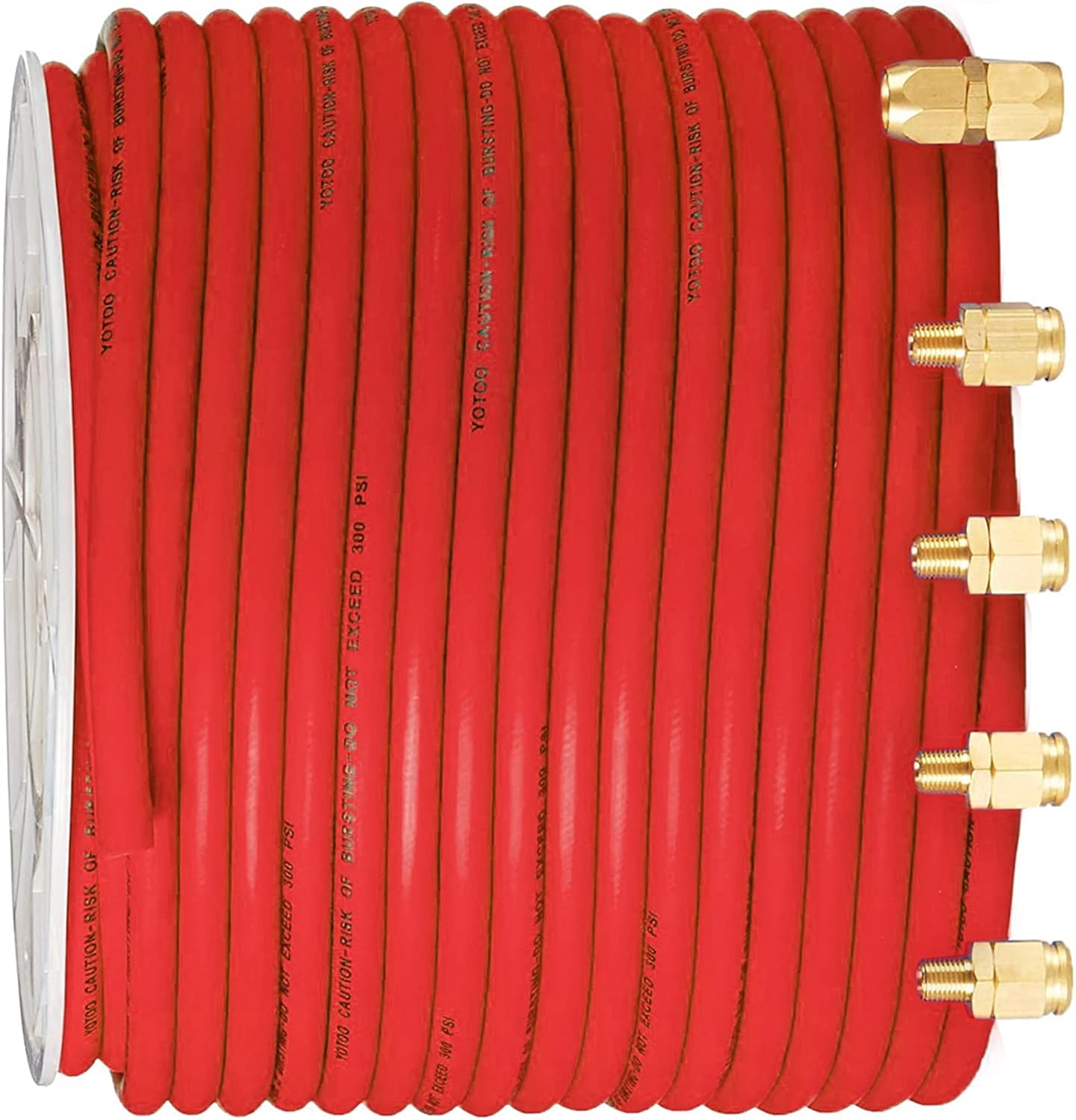 Hybrid Air Hose 3/8-Inch by 250-Feet 300 PSI Heavy Duty with 5pcs Solid Brass Repair Fittings R456