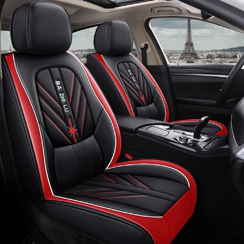 Black PU Leather Car Seat Covers Full Set 5 Seats A38193