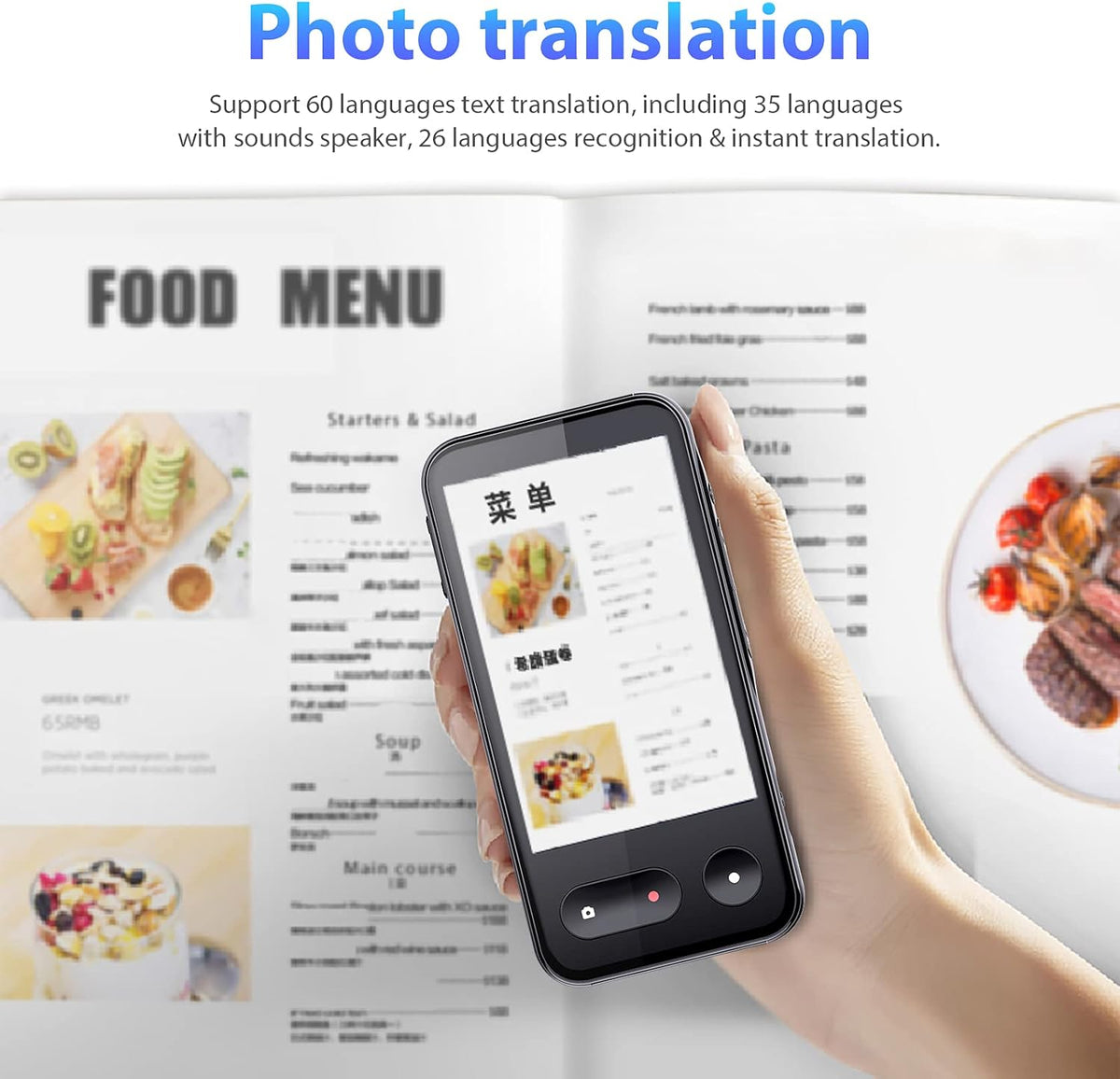 Black 138 Language Voice Translator with 4G SIM Card and Camera X42854