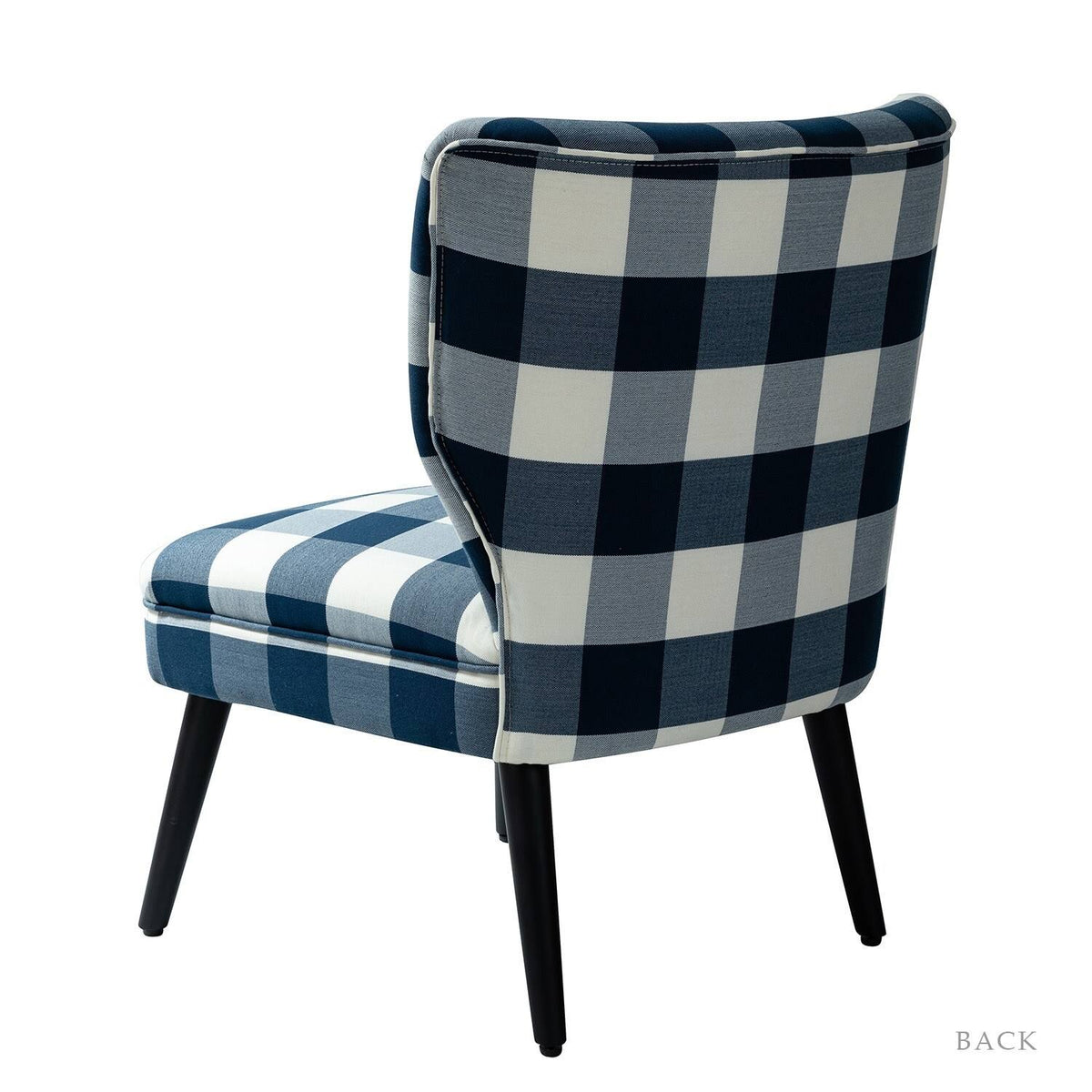 Grey Buffalo Plaid Side Chair with Black Base, Set of 2 V431429