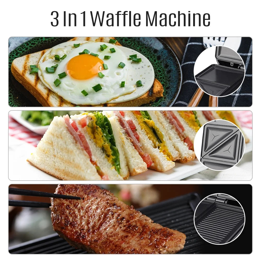Non-Stick 3in1 Electric Grill Waffle Maker S188