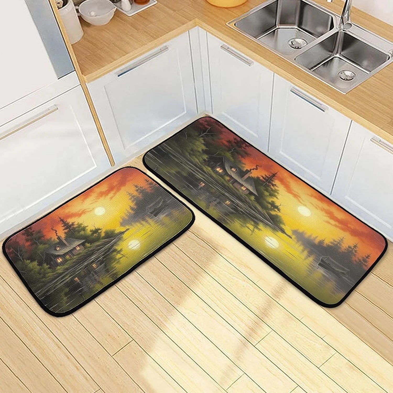 Kitchen Rug Set of 2, Non Slip Washable Anti-Fatigue Floor Mat M2226