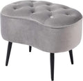 Grey Velvet Ottoman Foot Stool with Steel Legs A58046