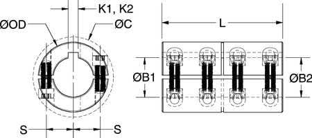 Coupling, Two Piece, Bore Dia 1 in E141