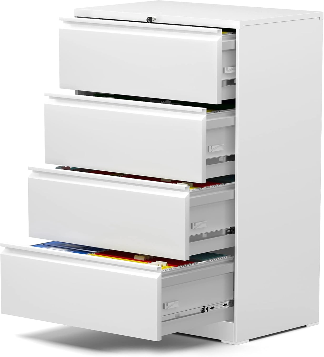 Metal 4 Drawer Lateral File Cabinet, White, 52'' J238