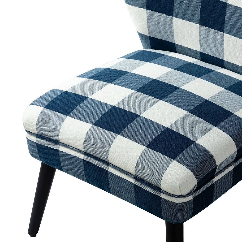 Grey Buffalo Plaid Side Chair with Black Base, Set of 2 V431429