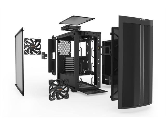 Black ATX Computer Case Midi Tower Tempered Glass R6840