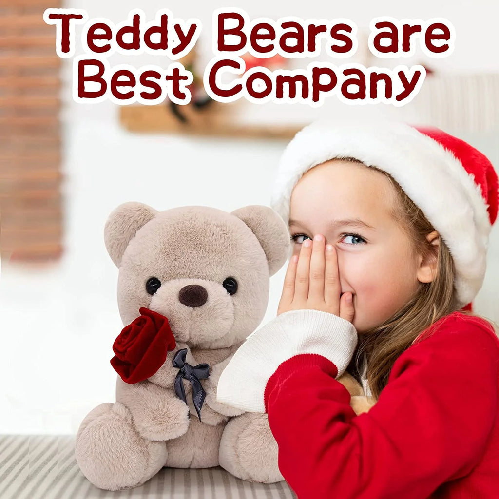 10 Inch Teddy Bear Plush Stuffed Animal with Rose Y33992