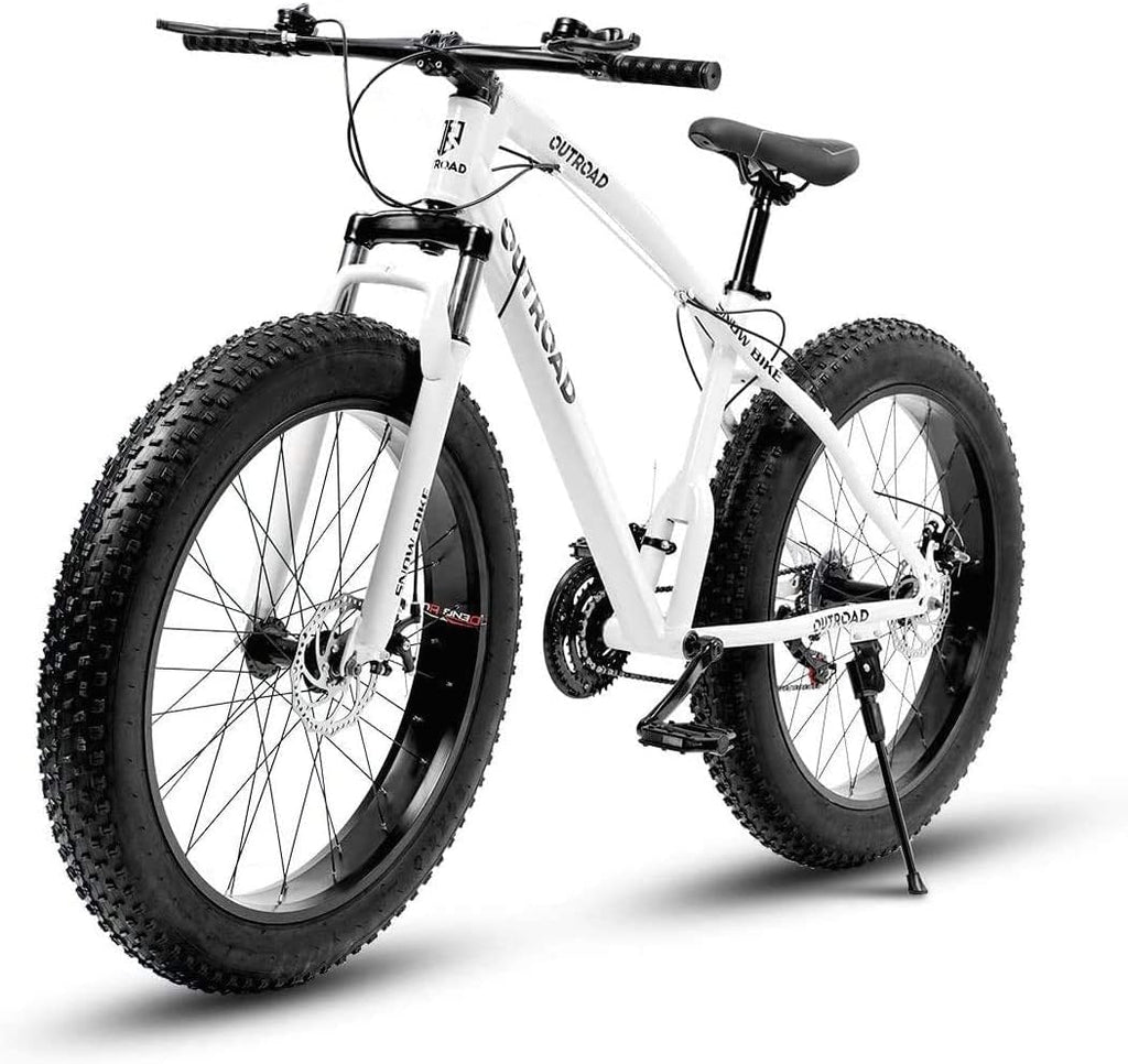 Fat Tire Mountain Bike with 26 inch Wheels, 21 Speed, High Carbon Steel Frame, Double Disc Brake B6651