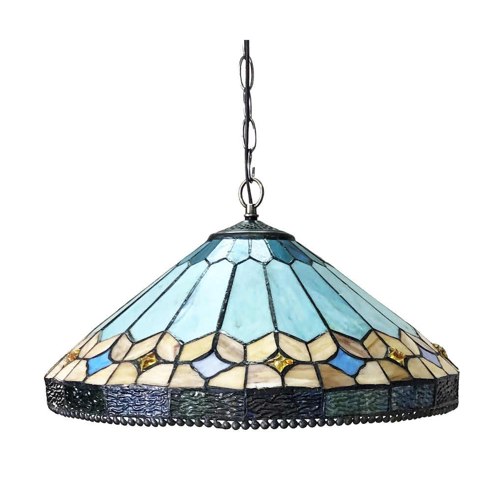 Tiffany-Style Stained Glass Ceiling Pendant 18" Height B9597