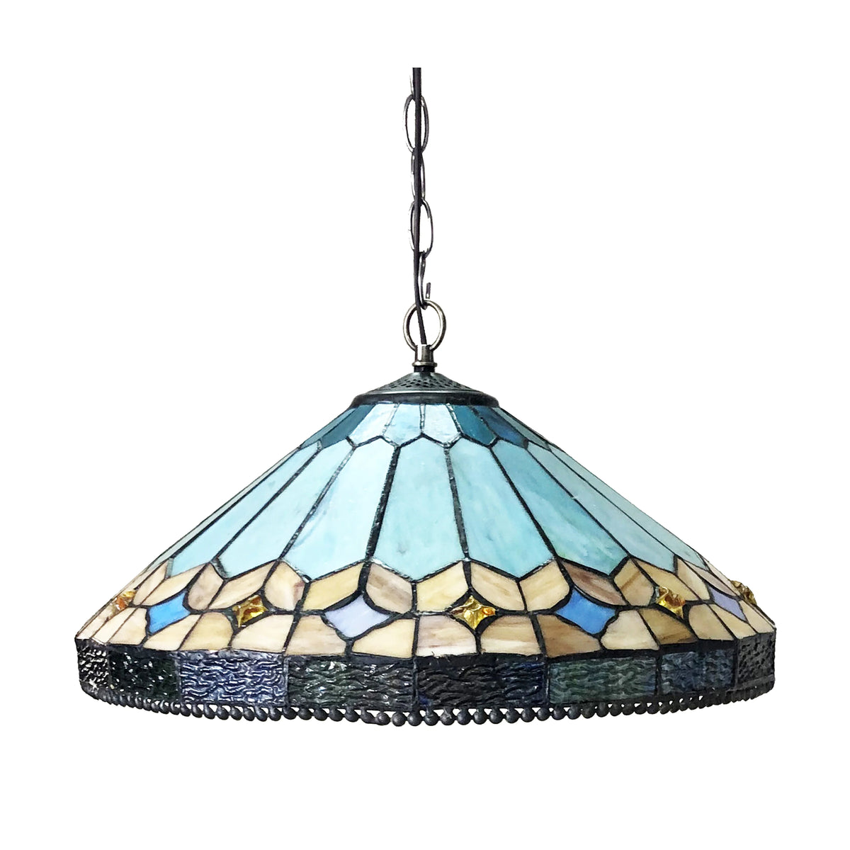 Tiffany-Style Stained Glass Ceiling Pendant 18" Height B9597