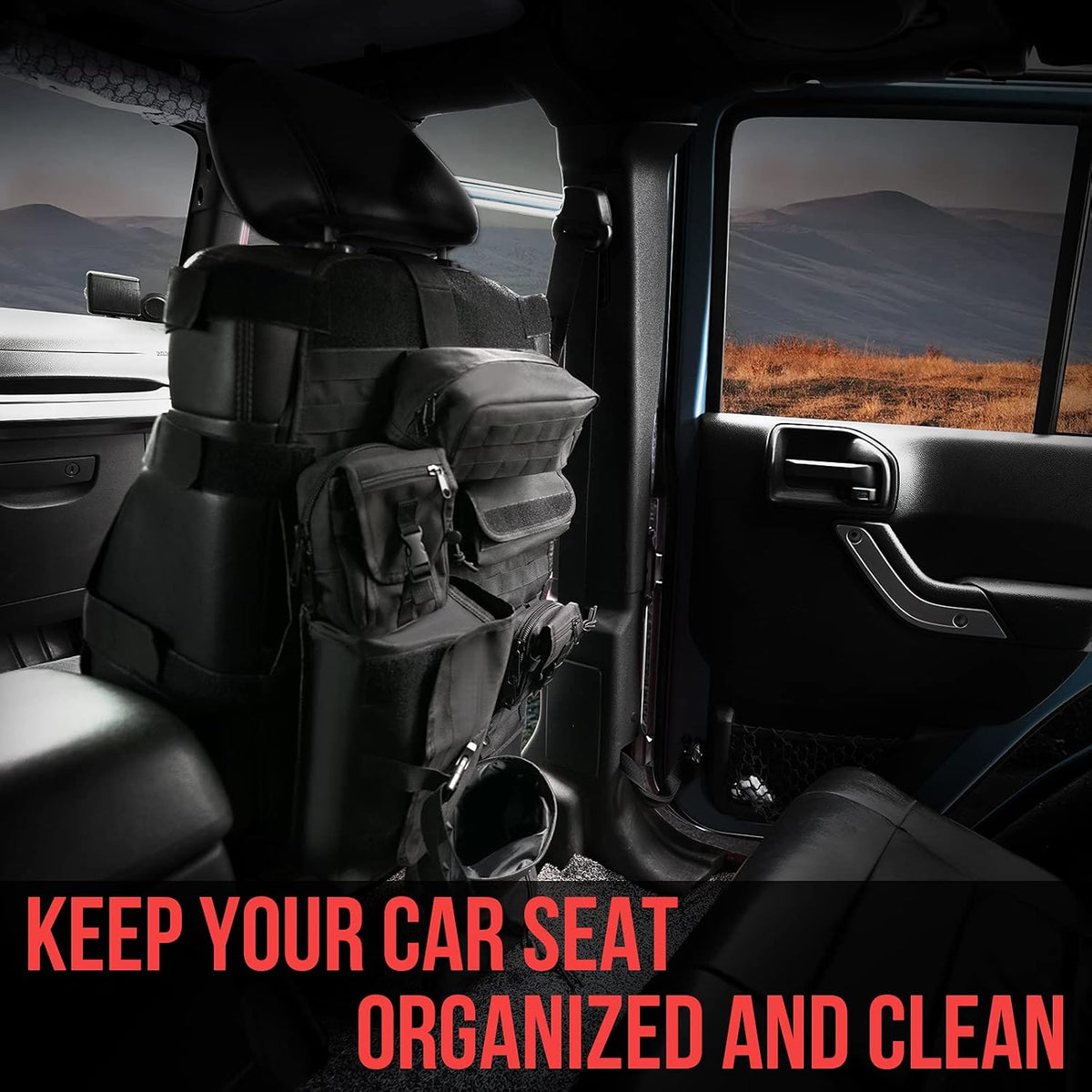 Tactical Car Seat Back Organizer with 6 Detachable Pockets Pack of 2 I581180