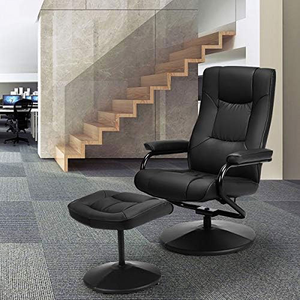 Swivel Recliner Chair with Footrest Stool Ottoman Set Black I37150