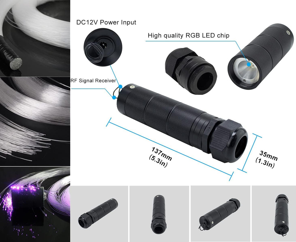 6W Bluetooth RGBW Fiber Optic Lights Star Ceiling Kit with Remote 200pcs Fiber Strands Pack of 2 N624