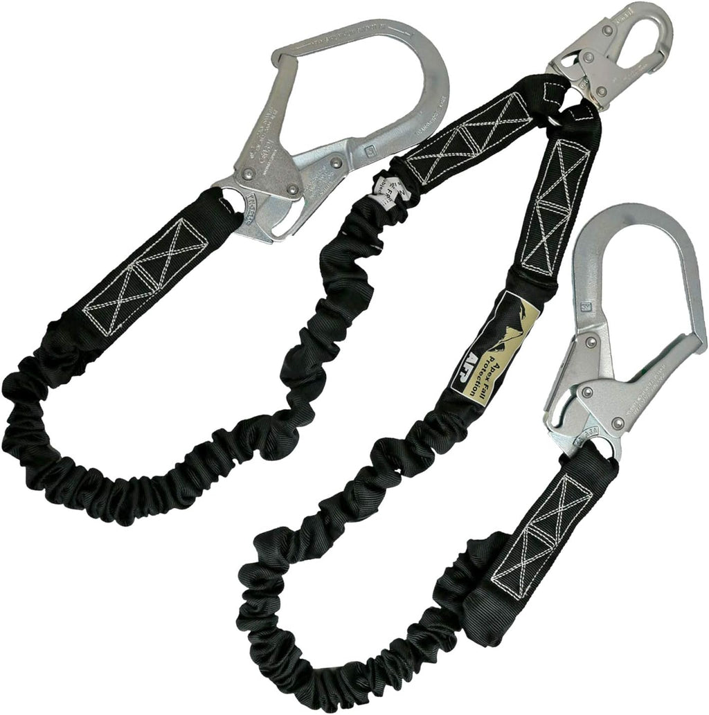 6FT Double Leg Shock Absorbing Safety Fall Protection Lanyard with Aluminum Steel Snap Hook K8799