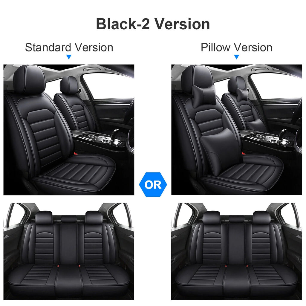 Black Waterproof Pu Leather Full Set Car Seat Covers W276630