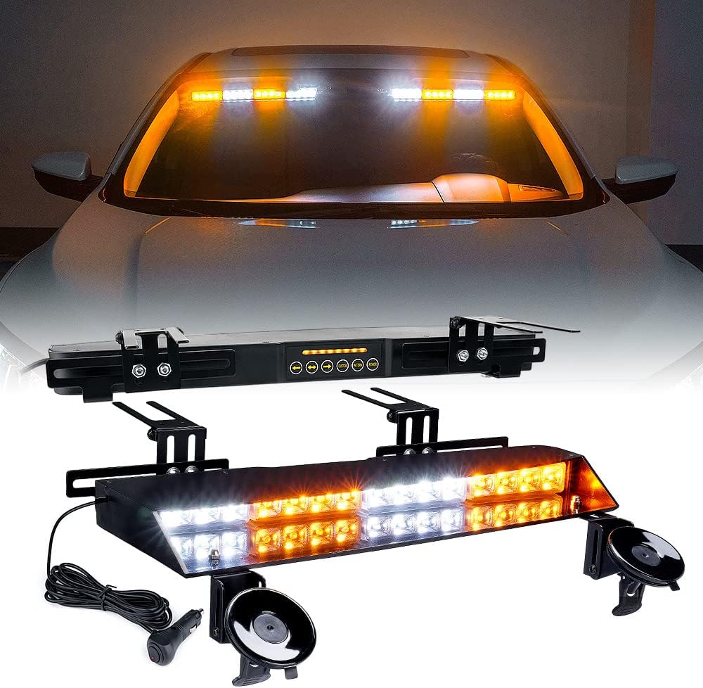 Amber LED Visor Strobe Dual Light Bar with Control Panel C4363