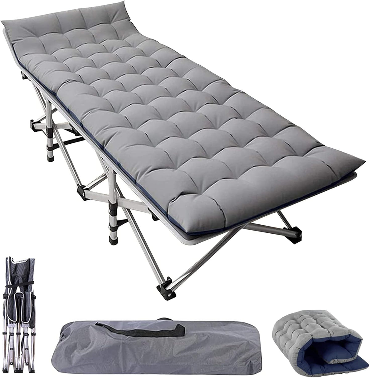 Camping Cot with Carry Bag, Noble Gray L9333