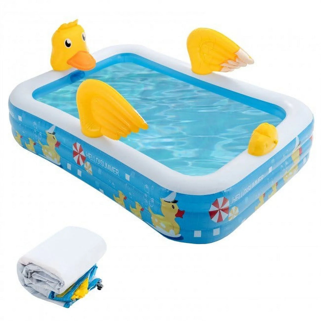 Inflatable Swimming Pool Duck Themed Kiddie Pool with Sprinkler U98206