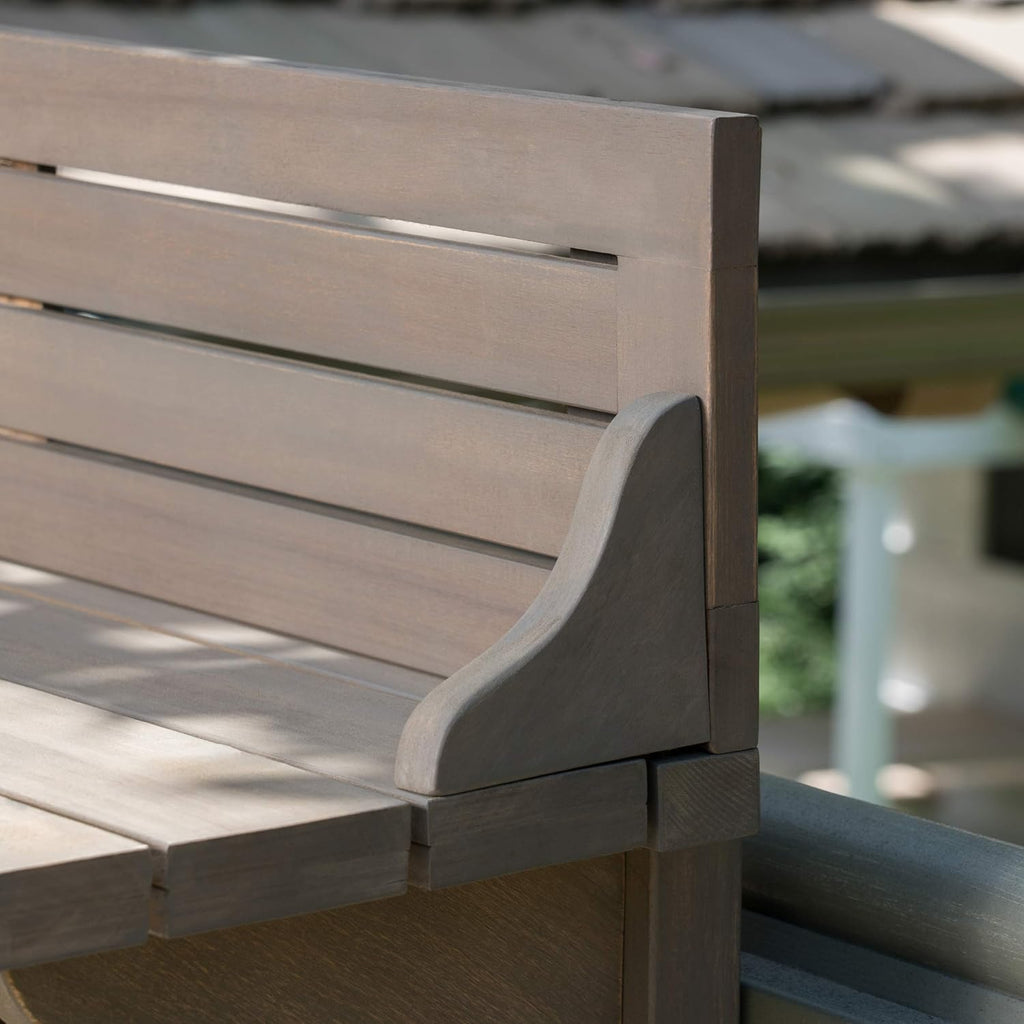 3-Pcs Acacia Wood Outdoor Bar Set, Grey Finish X406957