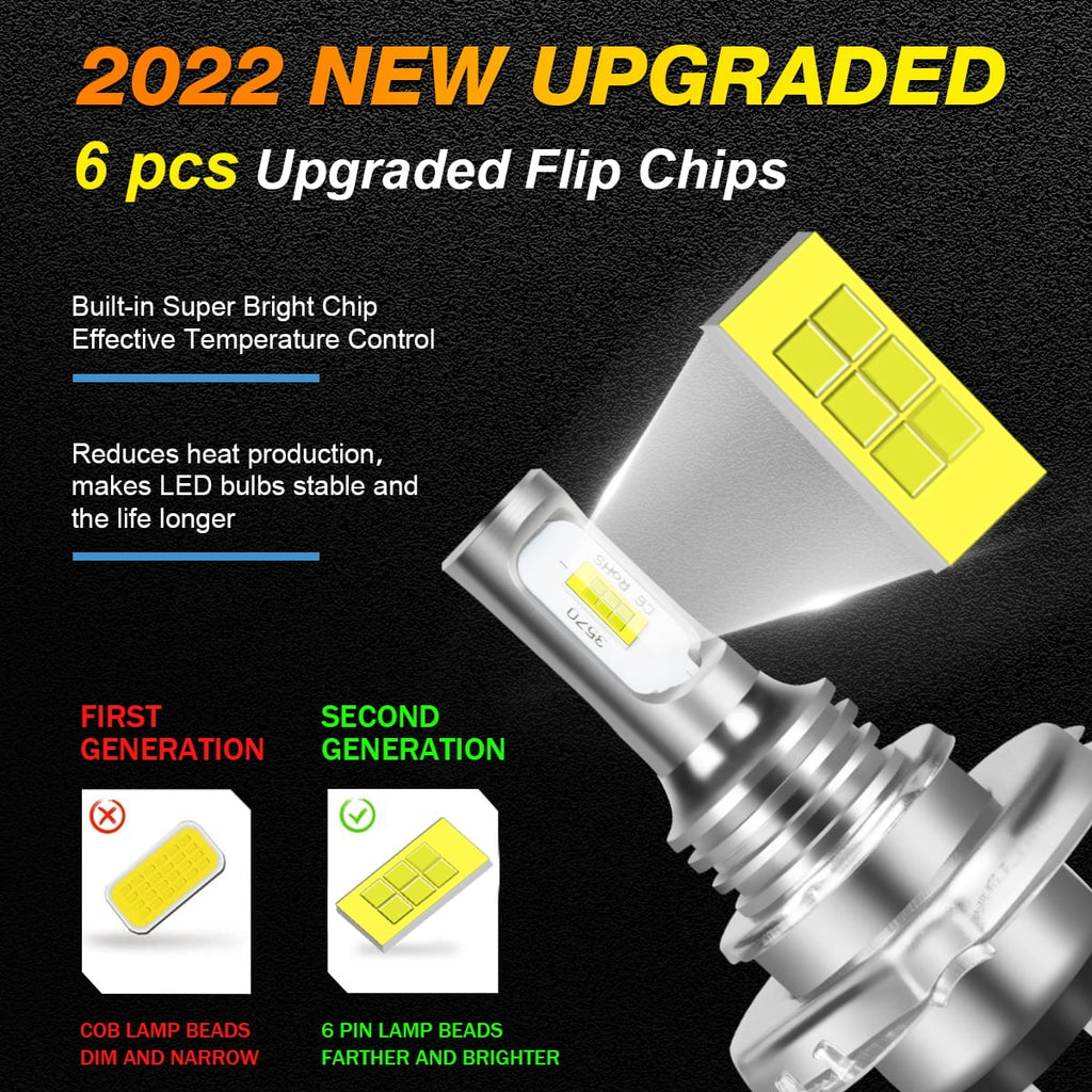 H4 High/Low Beam H11 Fog Light LED Headlight Bulbs 6000K White 4Pcs Z89336