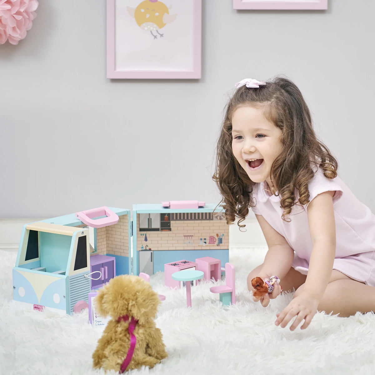 Portable Food Truck Dollhouse Set Z56884