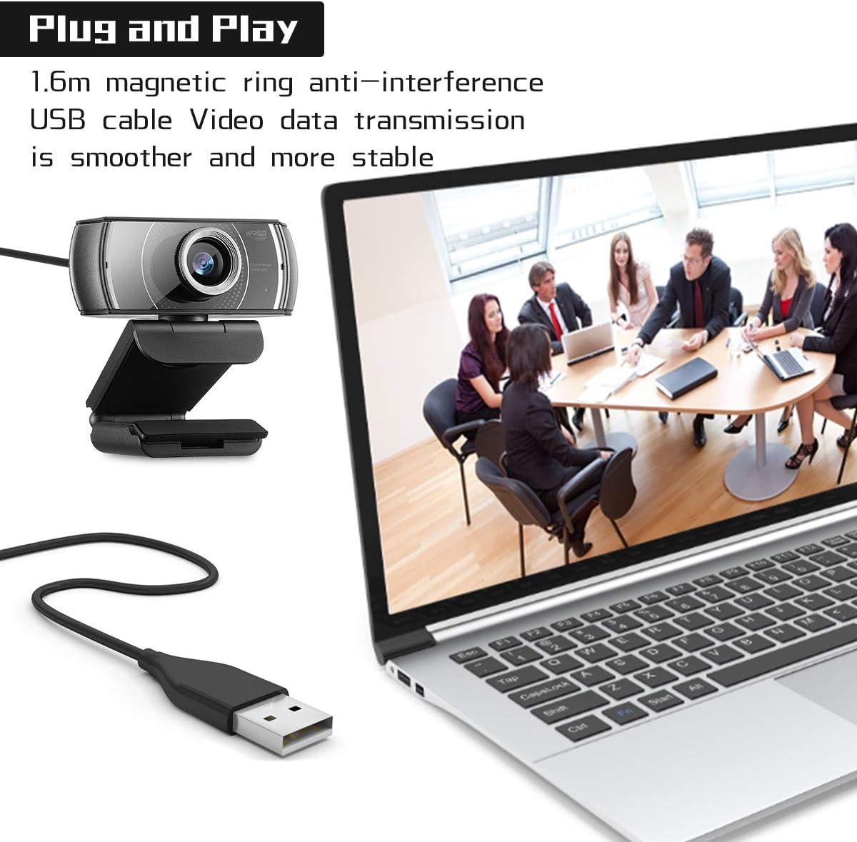 Black 1080P USB Webcam with Microphone G5367