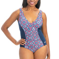 Mosaic V-Neck 1-Piece Swimsuit, Size 16 N8587