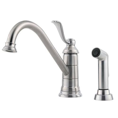 Polished Chrome Single Handle Kitchen Faucet with Spray A97452
