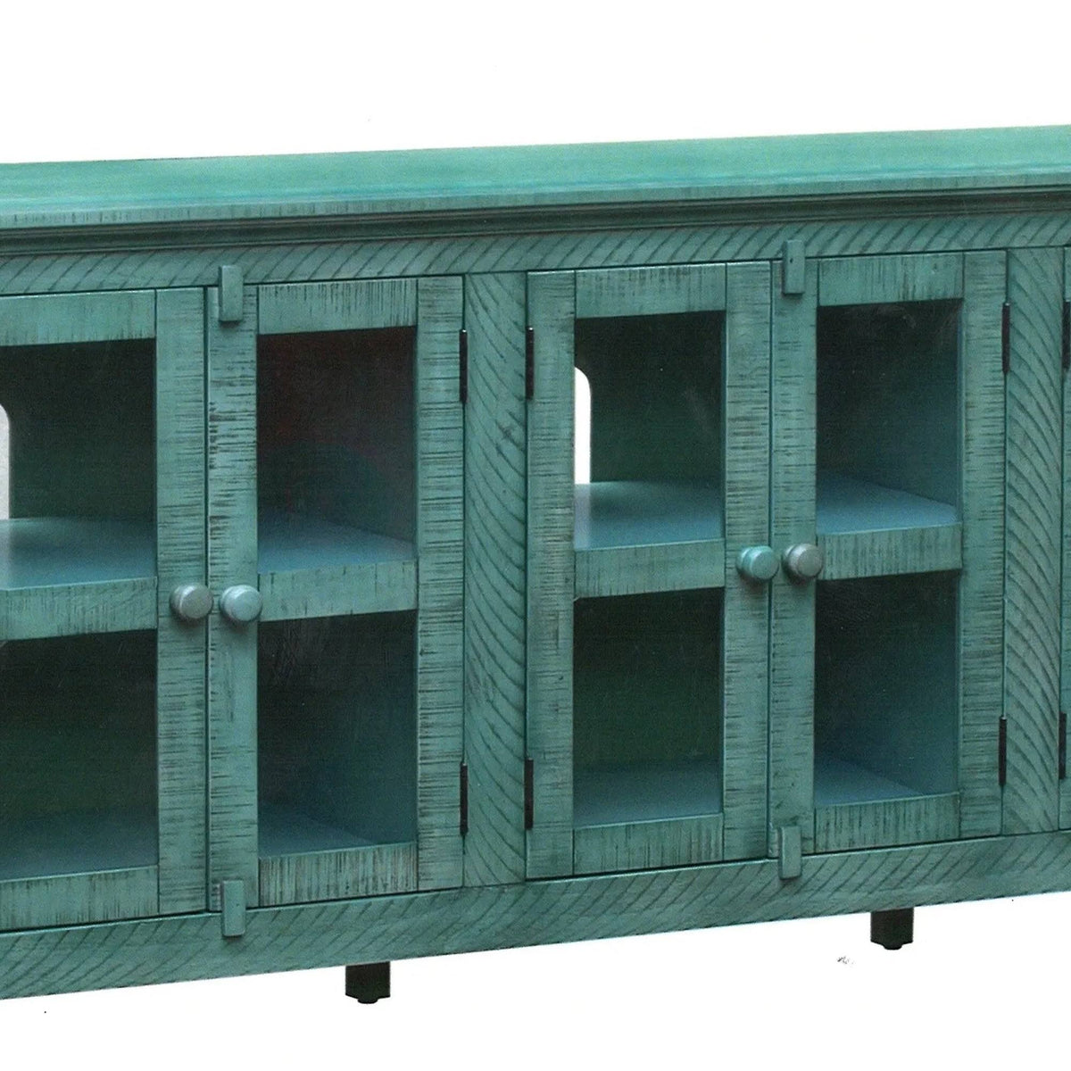 Antique Blue Wooden TV Stand with 3 Door Cabinets X8952